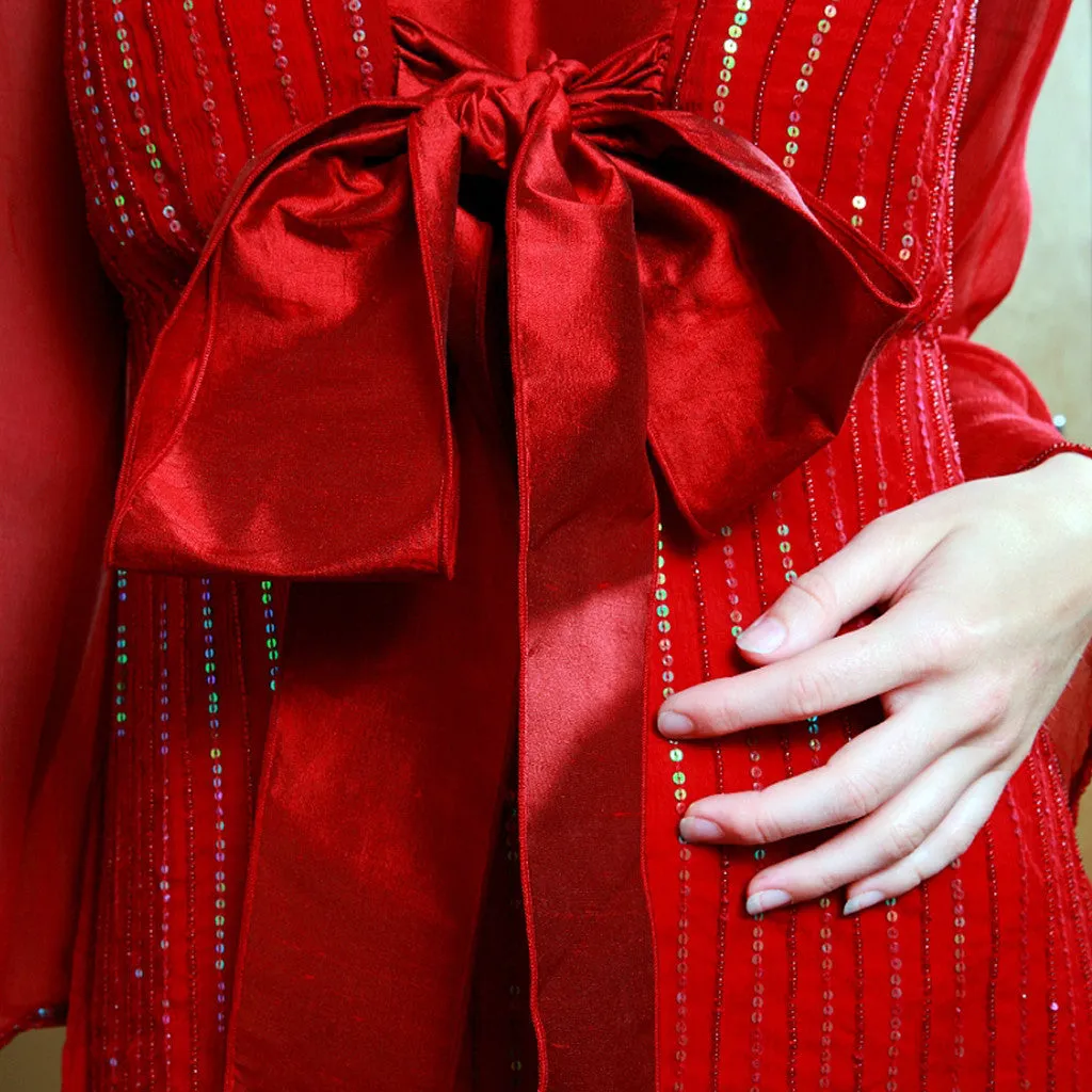 Paint the town Lal - Red Bow Silk Dress