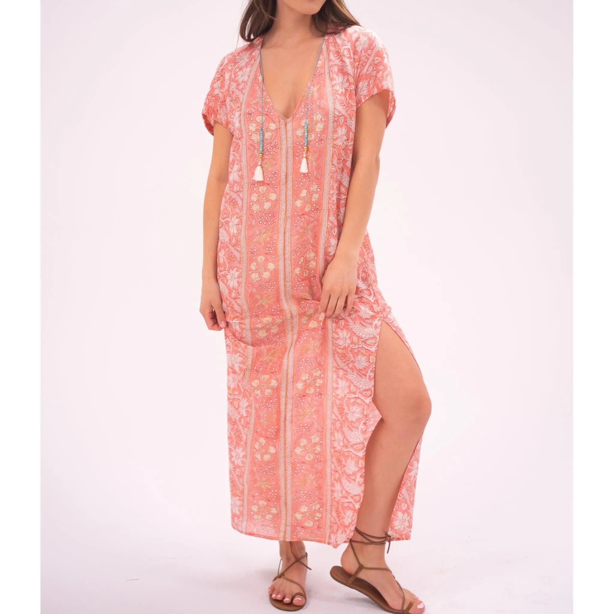 Peach Tunic Kaftan Dress