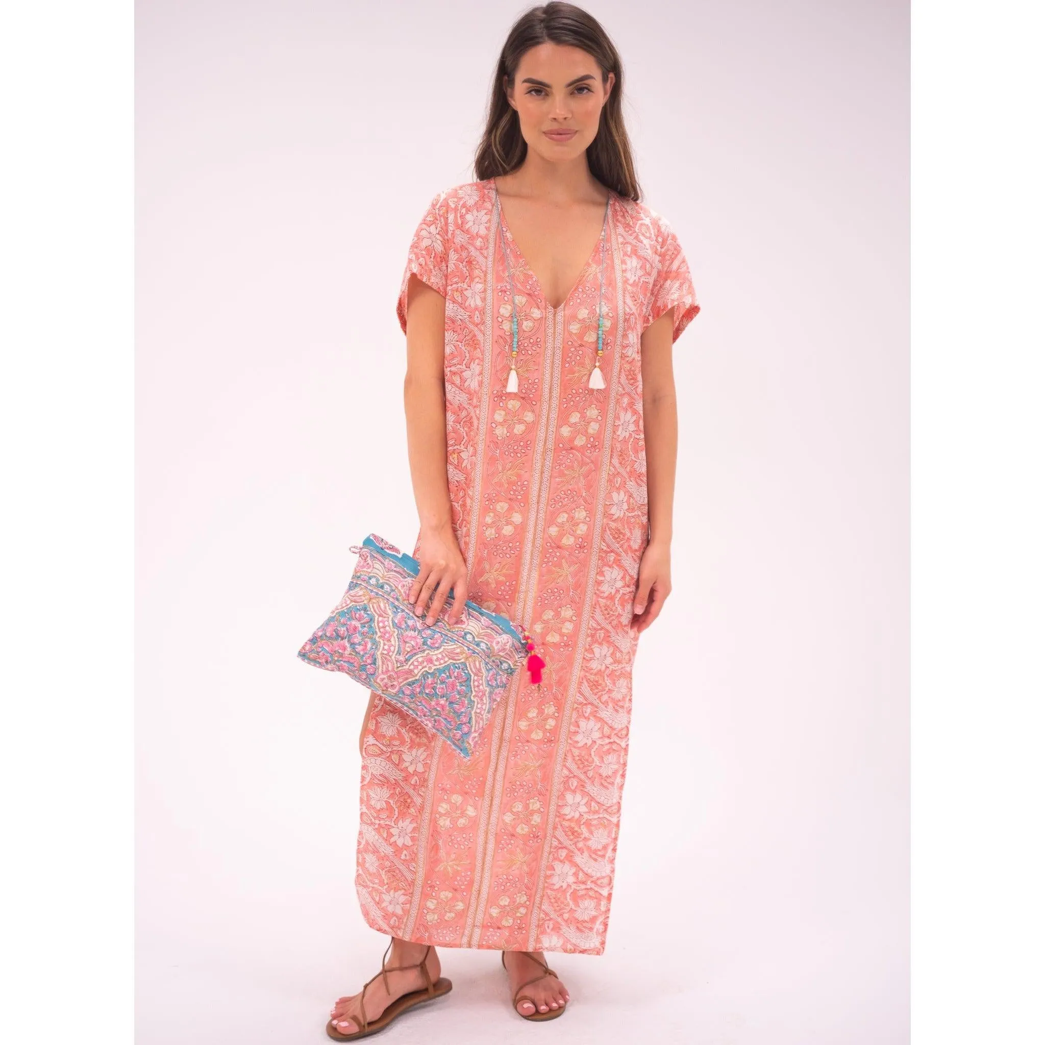 Peach Tunic Kaftan Dress