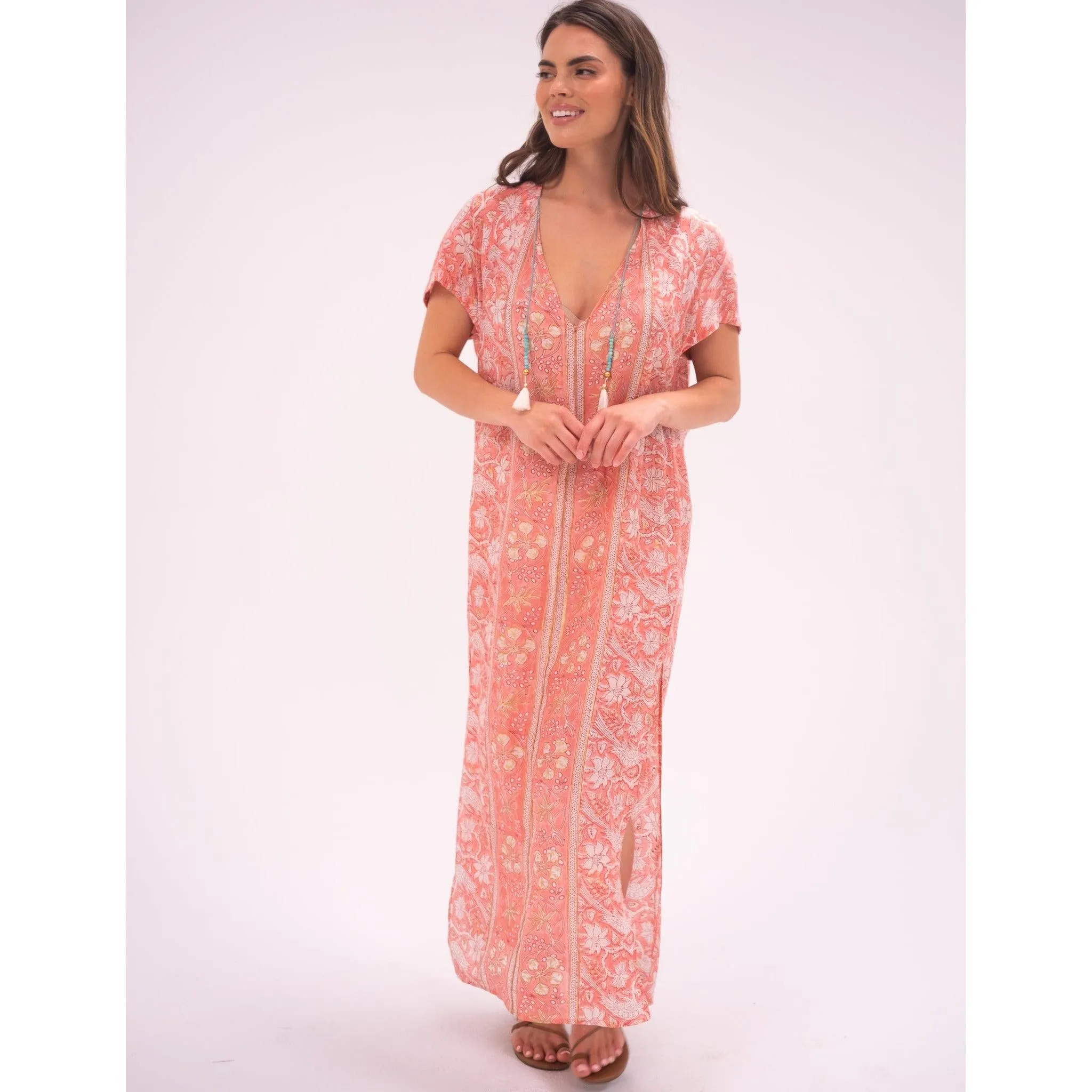 Peach Tunic Kaftan Dress