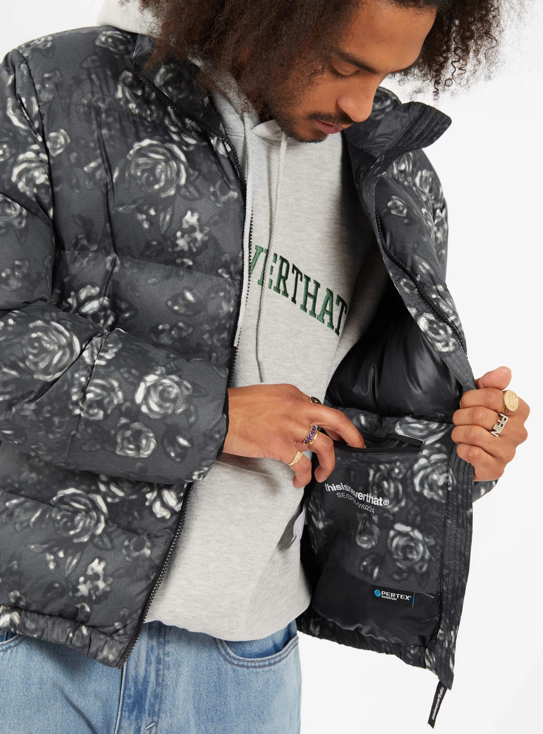 PERTEX® T Down Jacket Black Floral