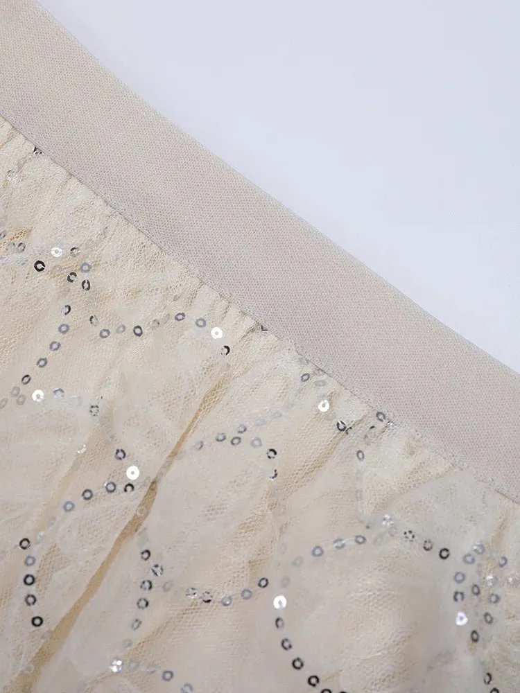 Pre Order:  Floral Sequined Lace Midi Skirt