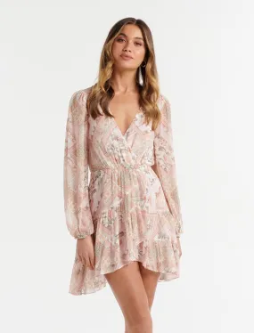 Rose Tiered Mini Skater Dress