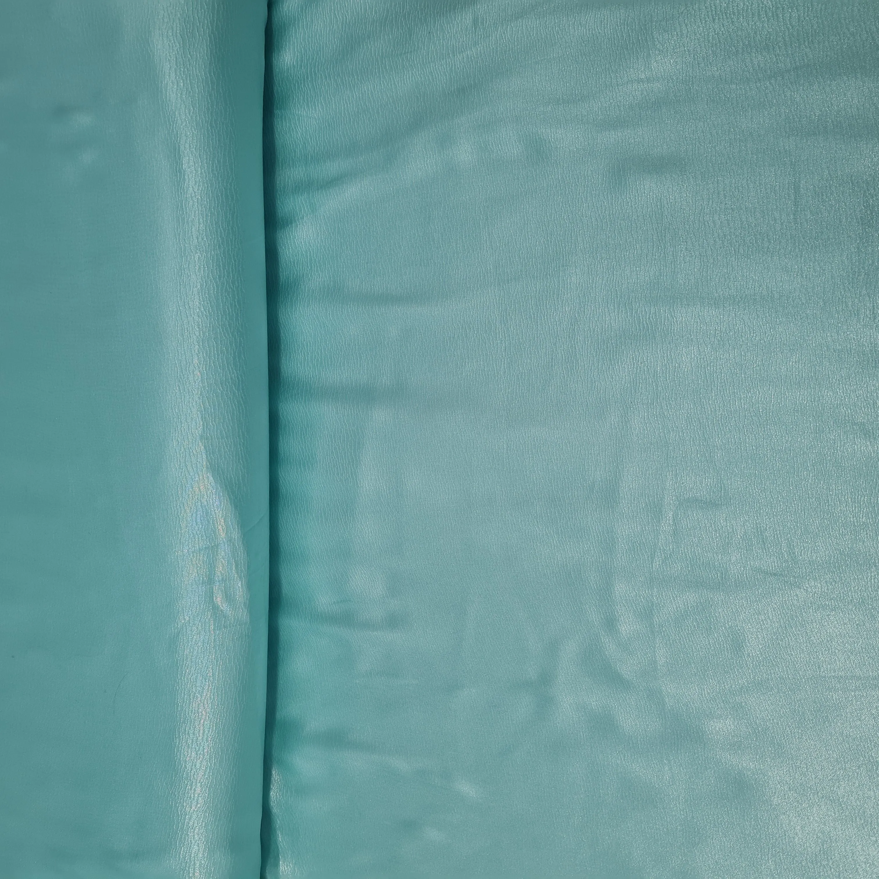 Sea Green Solid Silver Shimmer Georgette Satin