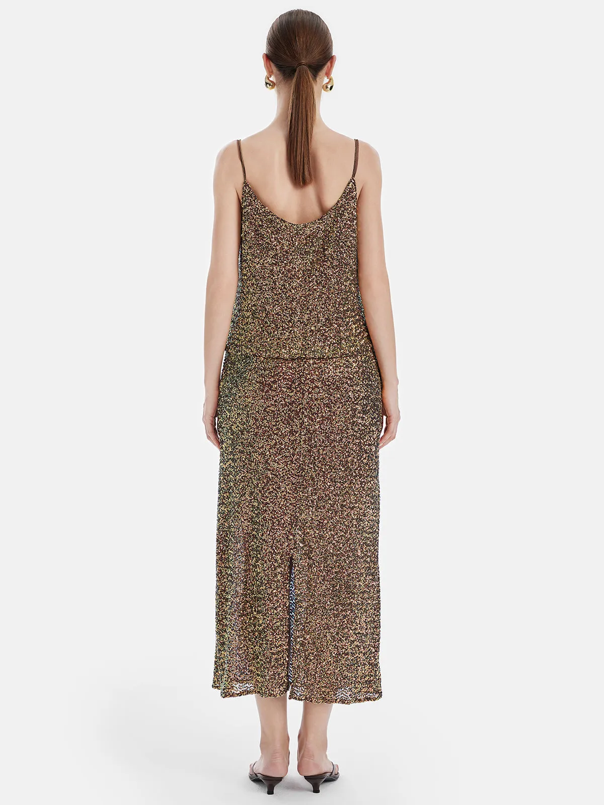 Shiny Sequin Midi Skirt