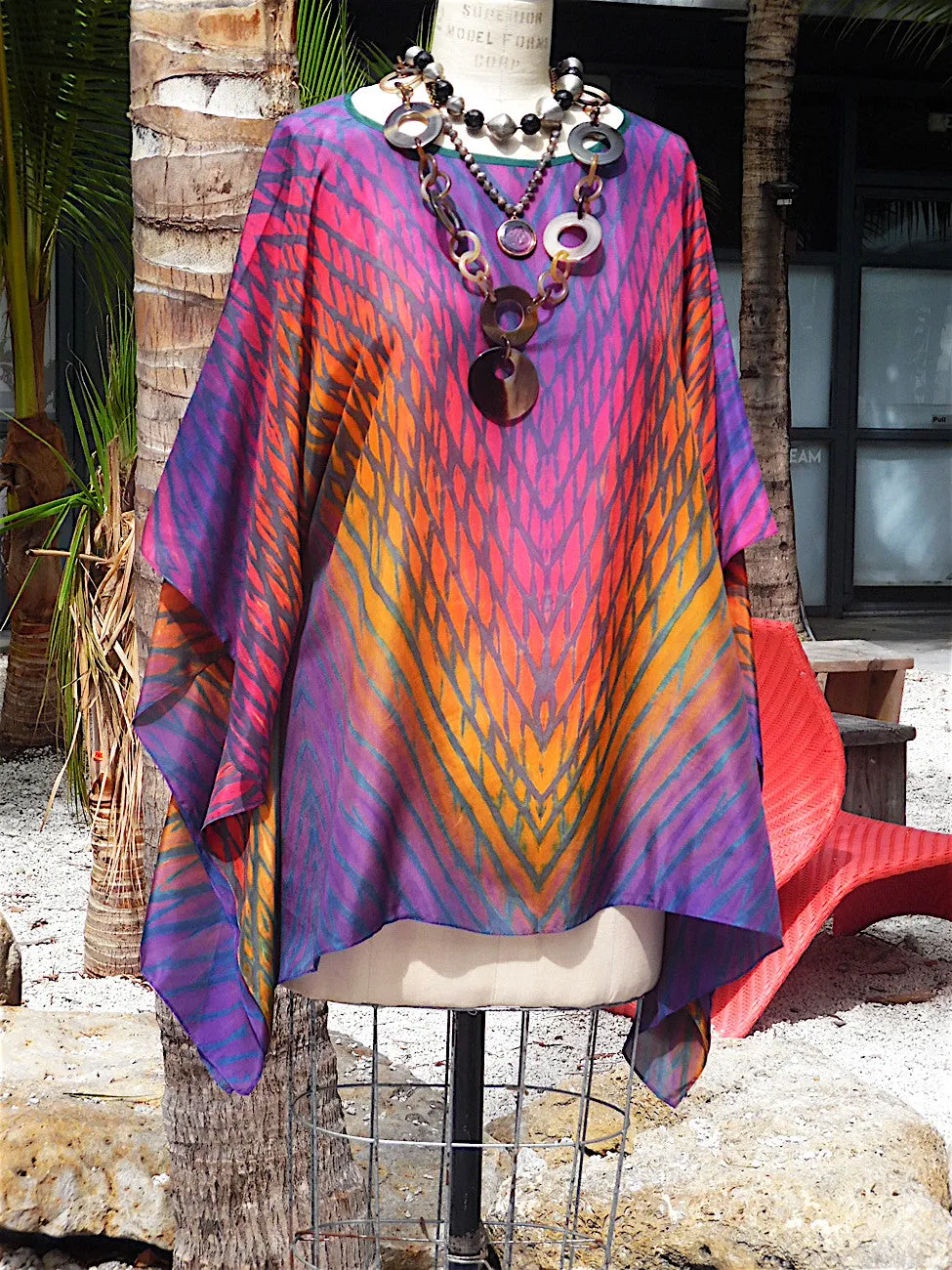 Silk Caftan Hand Painted Shibori Model 1