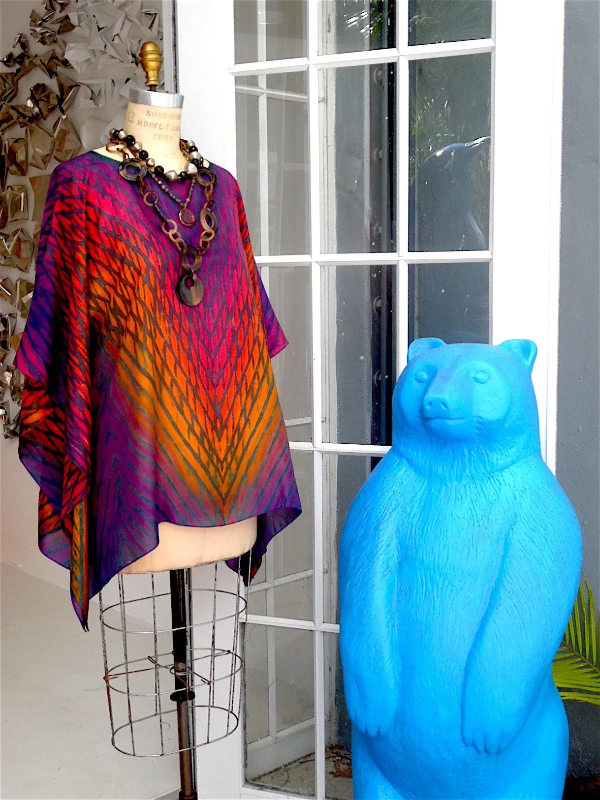 Silk Caftan Hand Painted Shibori Model 1