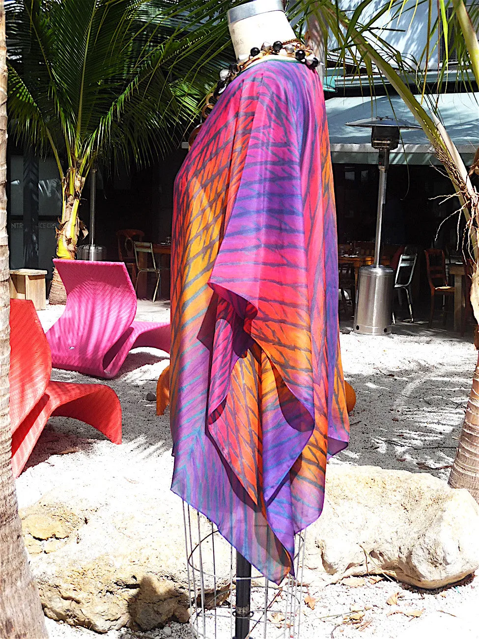 Silk Caftan Hand Painted Shibori Model 1