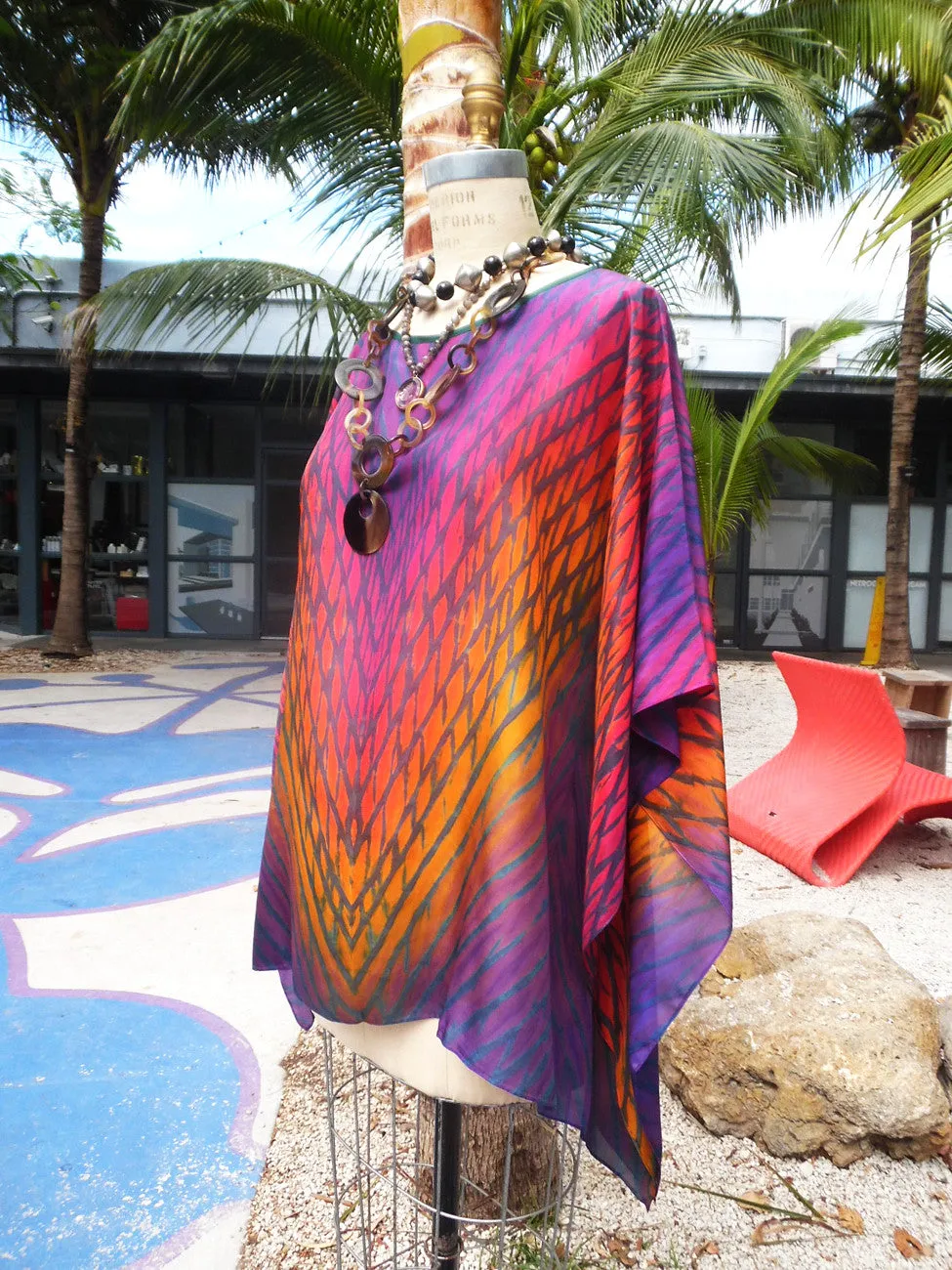 Silk Caftan Hand Painted Shibori Model 1