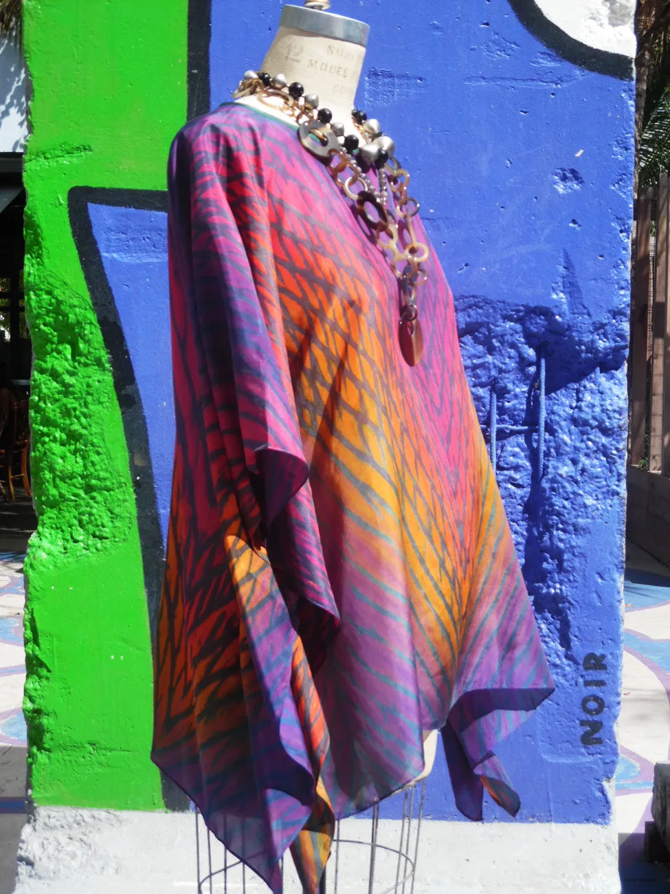 Silk Caftan Hand Painted Shibori Model 1