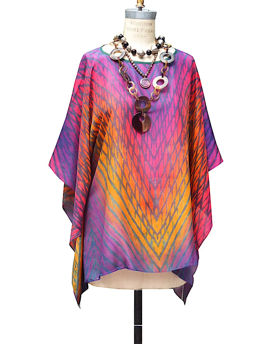 Silk Caftan Hand Painted Shibori Model 1
