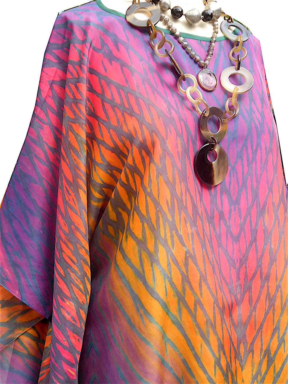 Silk Caftan Hand Painted Shibori Model 1