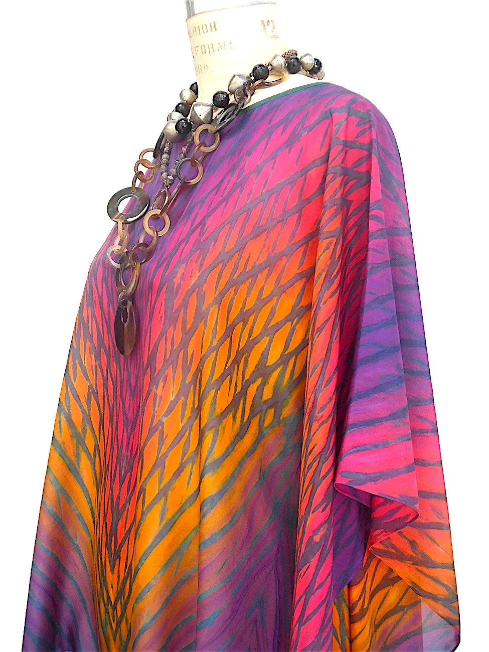 Silk Caftan Hand Painted Shibori Model 1
