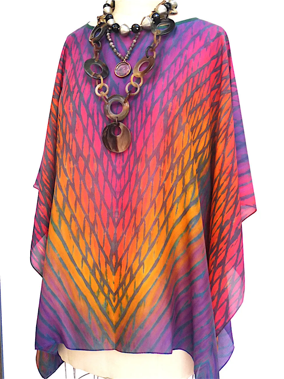Silk Caftan Hand Painted Shibori Model 1