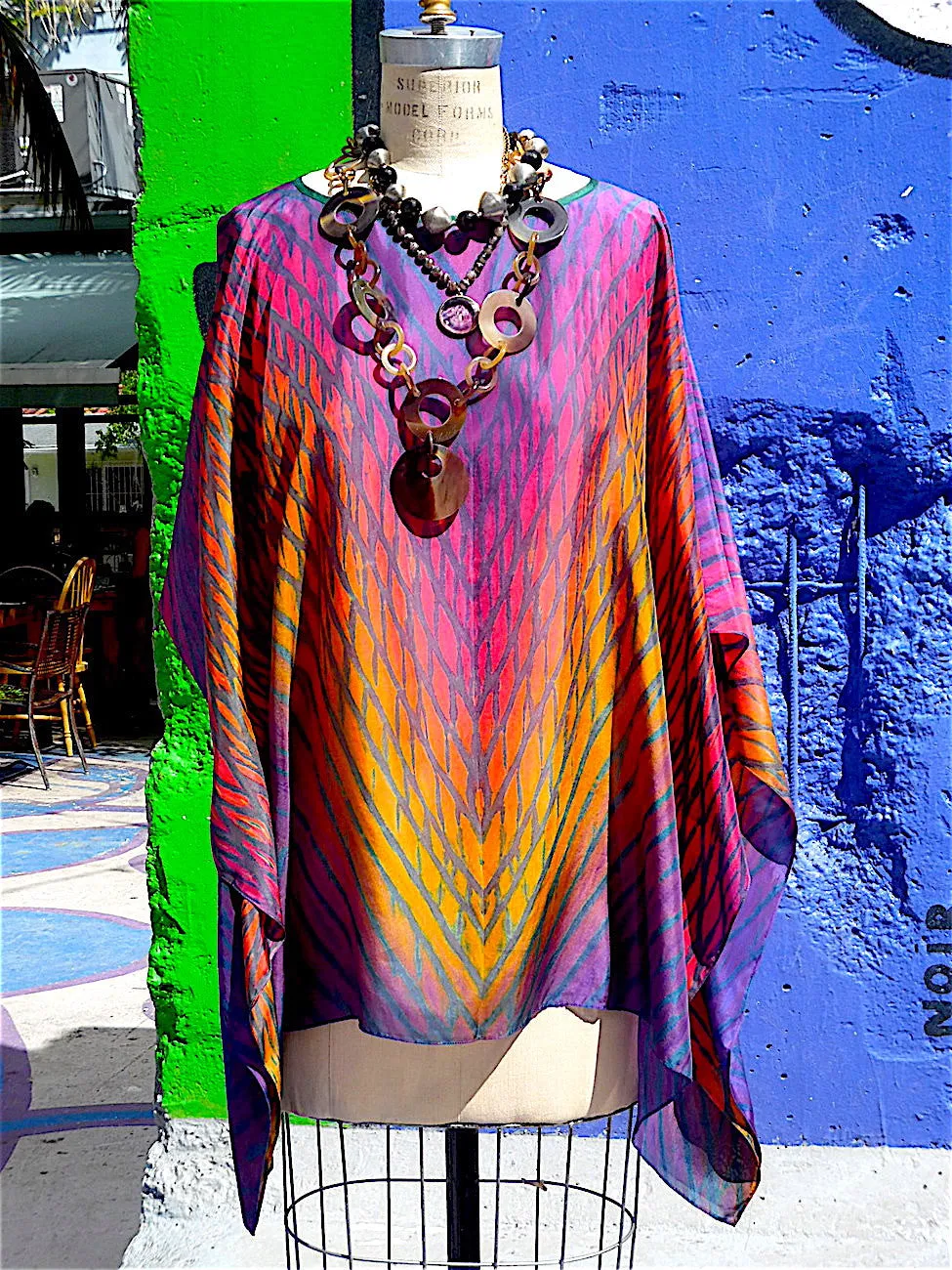 Silk Caftan Hand Painted Shibori Model 1