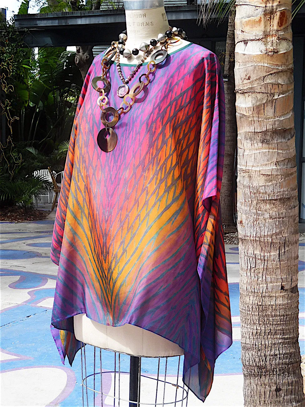 Silk Caftan Hand Painted Shibori Model 1