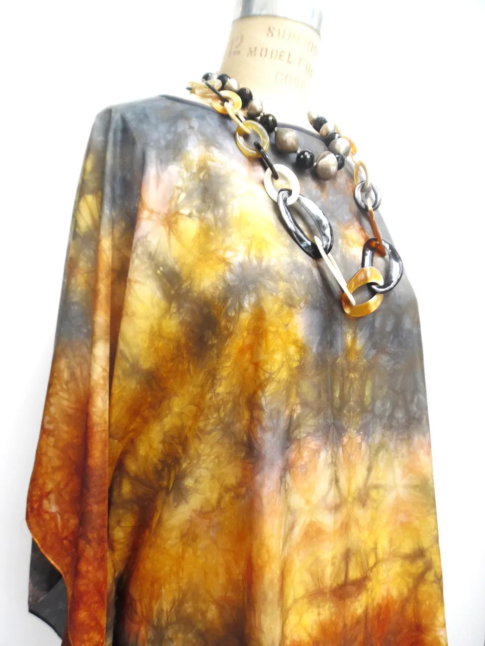 Silk Caftan Hand Painted Shibori Model 1