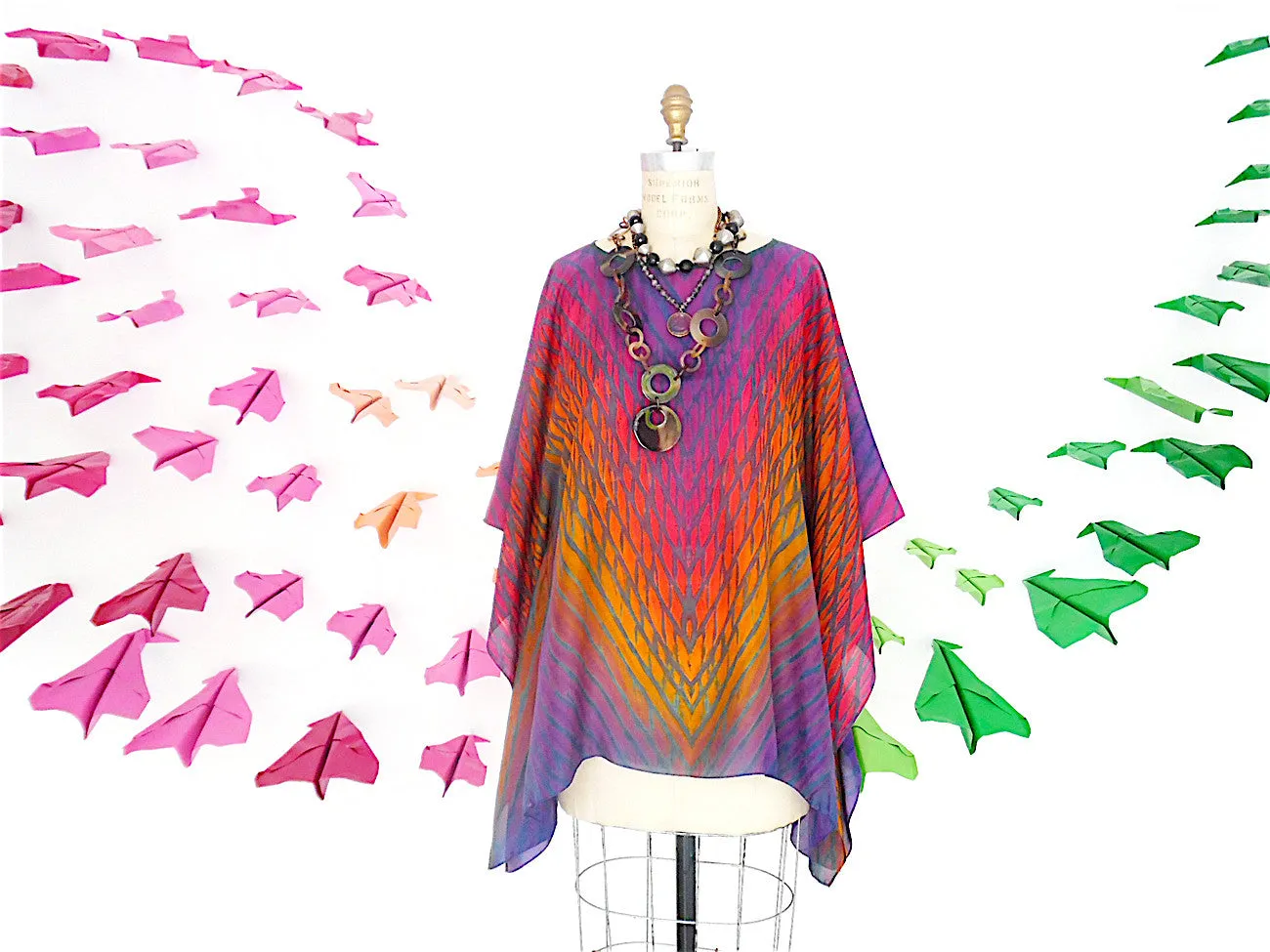 Silk Caftan Hand Painted Shibori Model 1