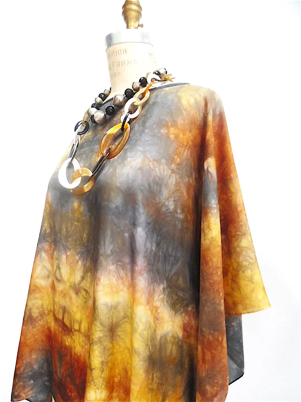 Silk Caftan Hand Painted Shibori Model 1