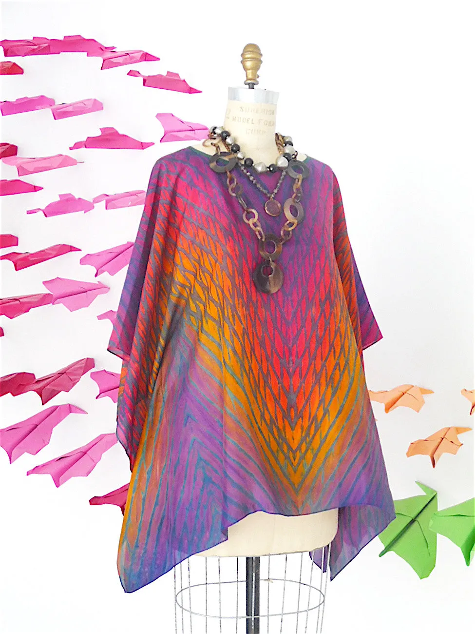 Silk Caftan Hand Painted Shibori Model 1