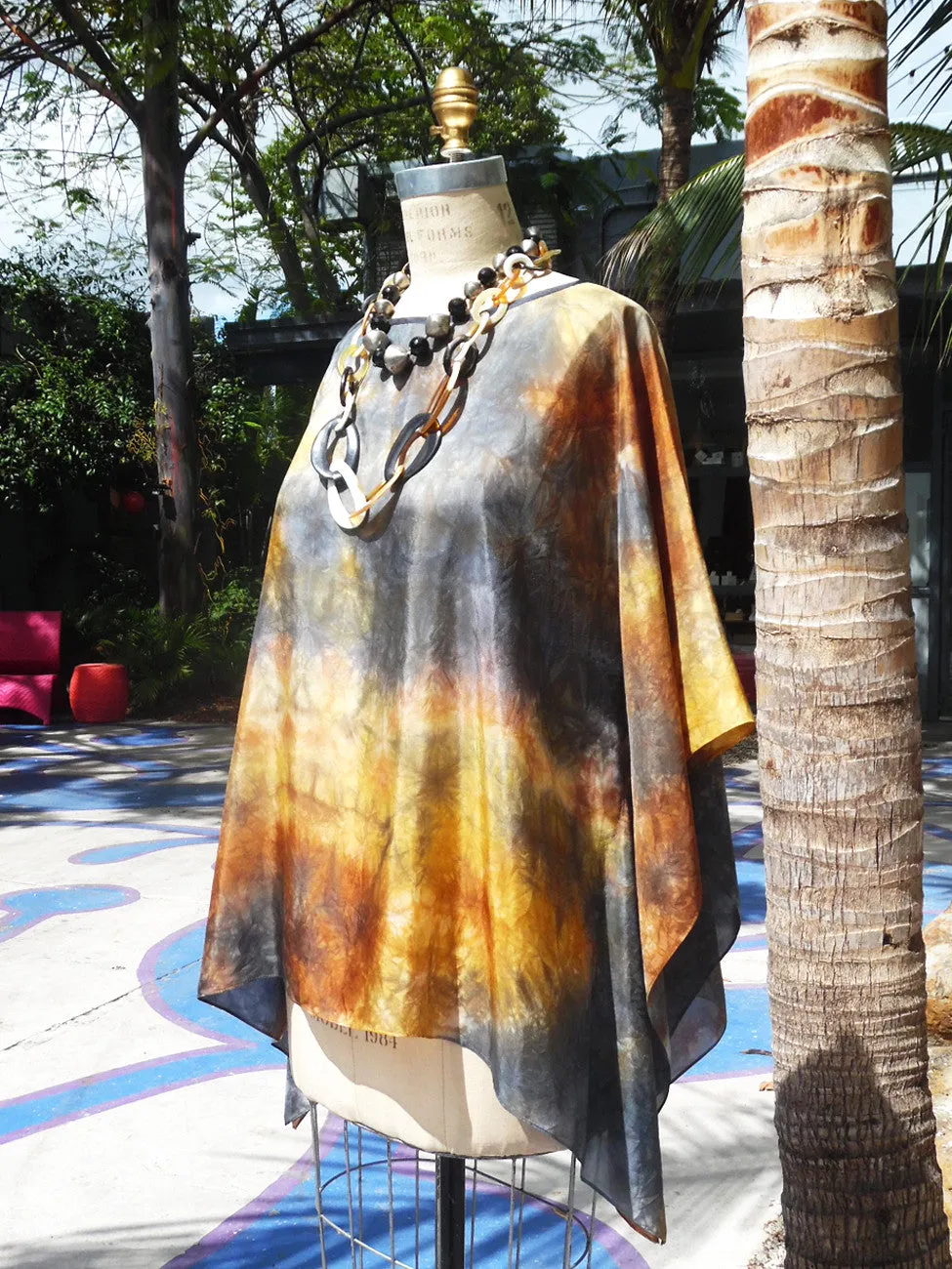 Silk Caftan Hand Painted Shibori Model 1
