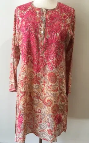 Silk Long Tunic in Coral
