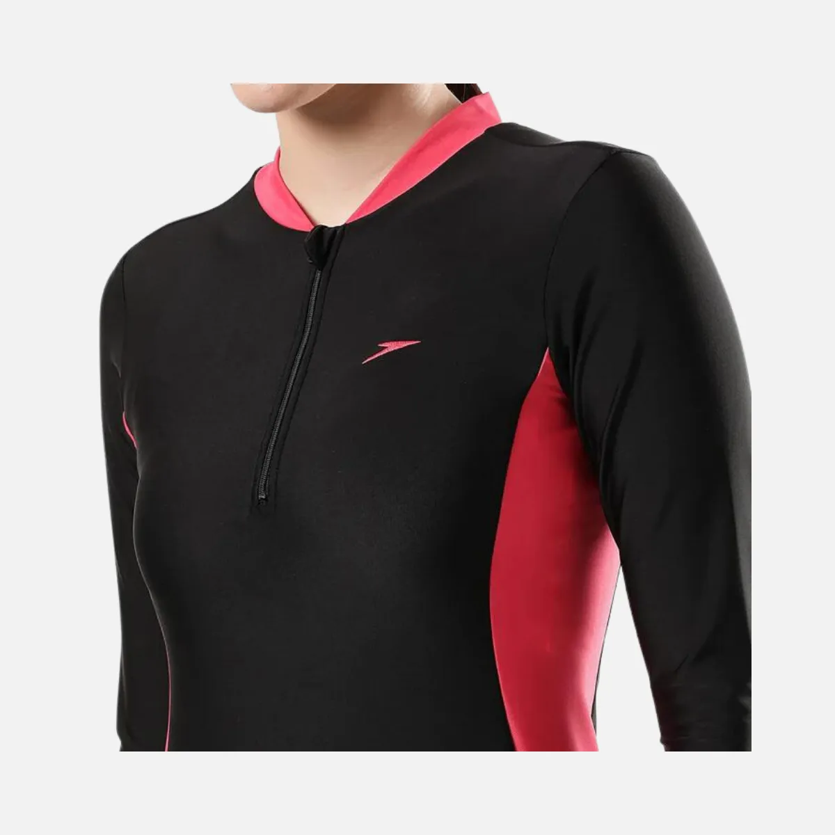 Speedo Adult Female 2Pc Full Body Suit -Black/Raspberry Fill