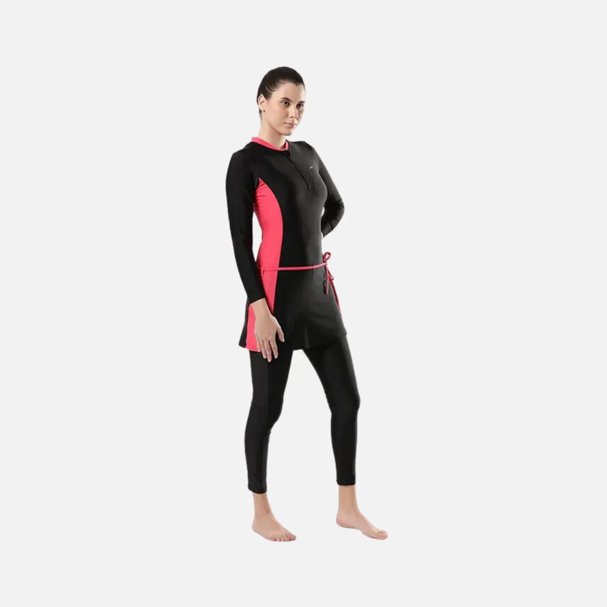 Speedo Adult Female 2Pc Full Body Suit -Black/Raspberry Fill