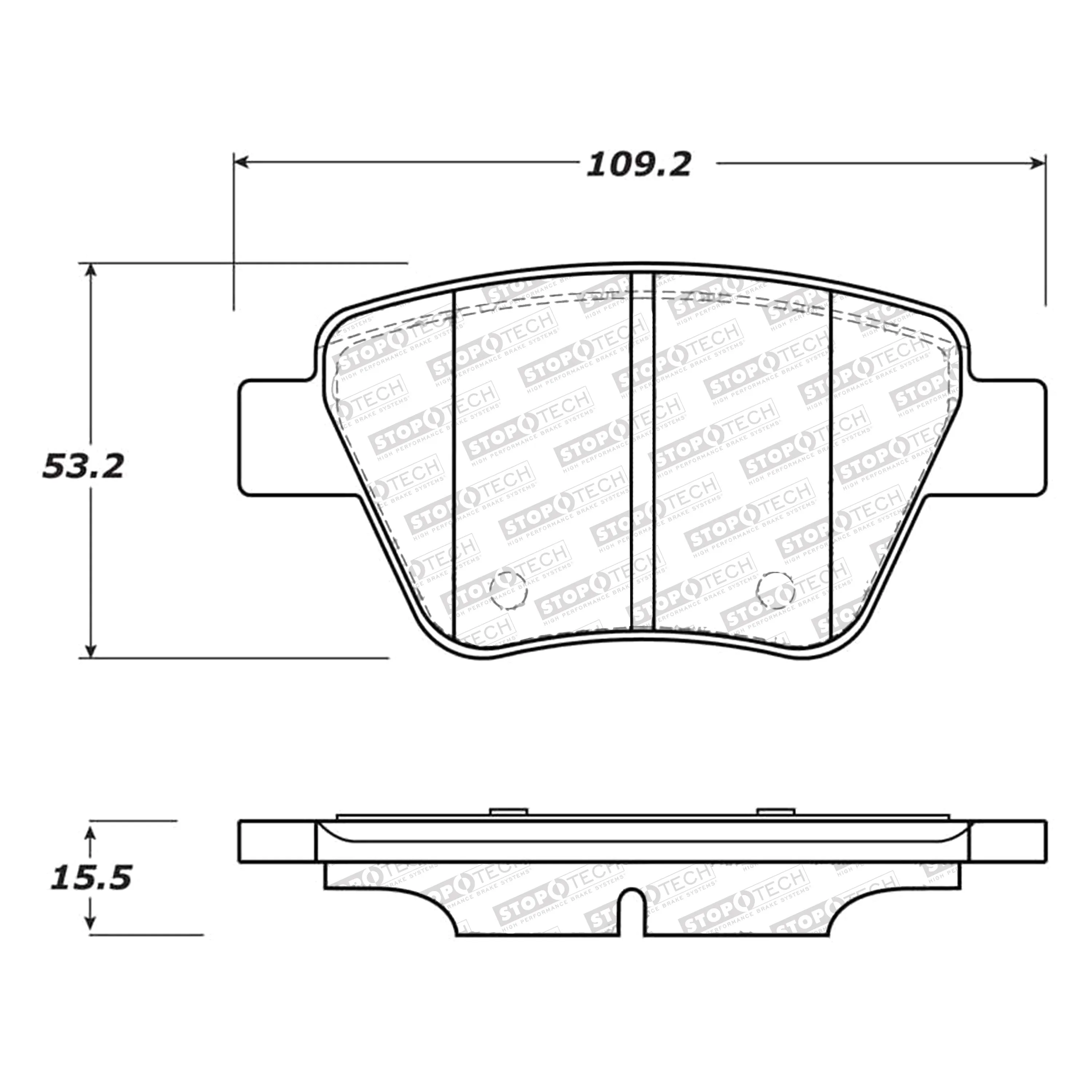 StopTech Street Select Brake Pads VW Beetle (12-17) Eos (09-15) [Rear w/ Hardware] 305.14560