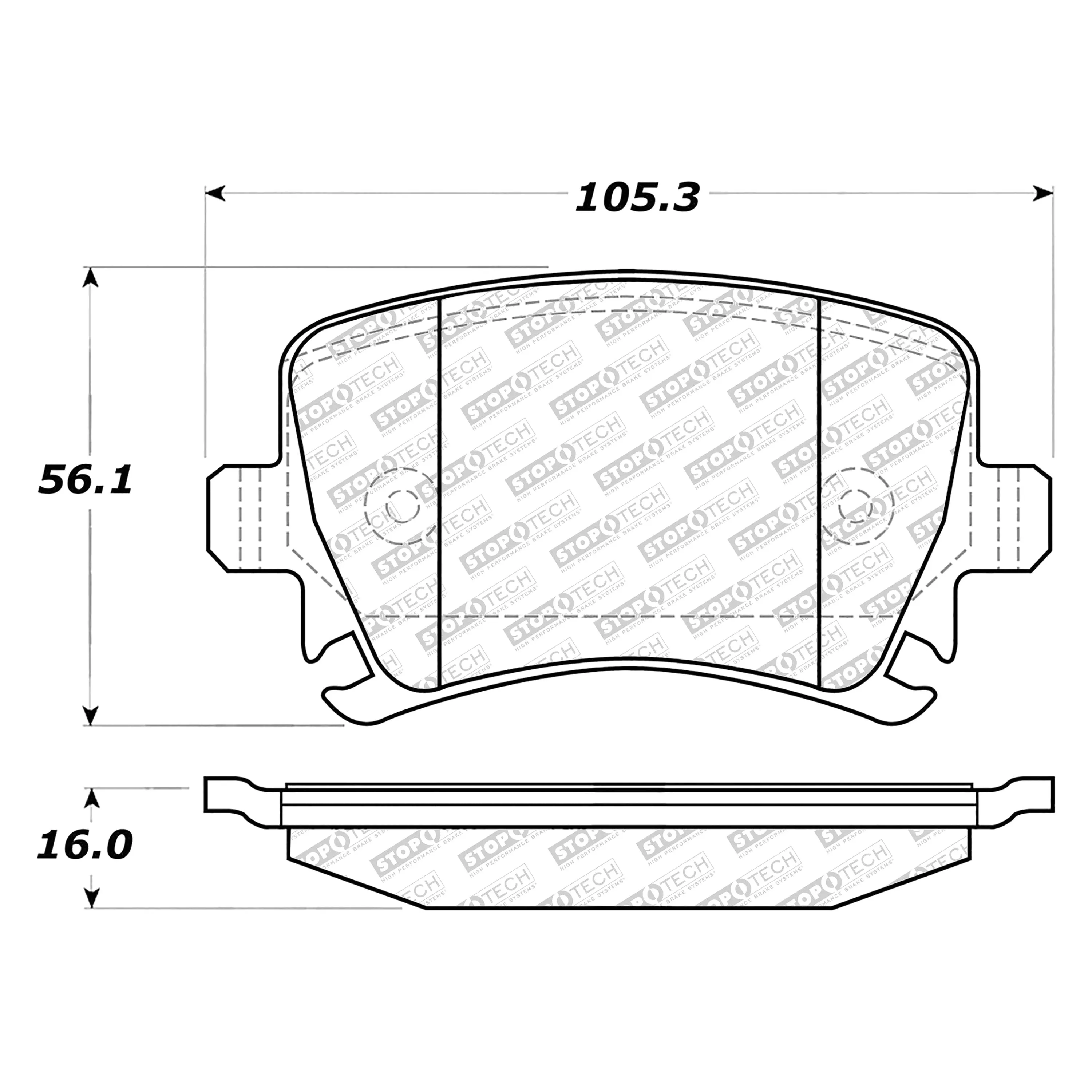 StopTech Street Select Brake Pads VW Golf (13-17) GTI (15-20) [Rear w/ Hardware] 305.11081
