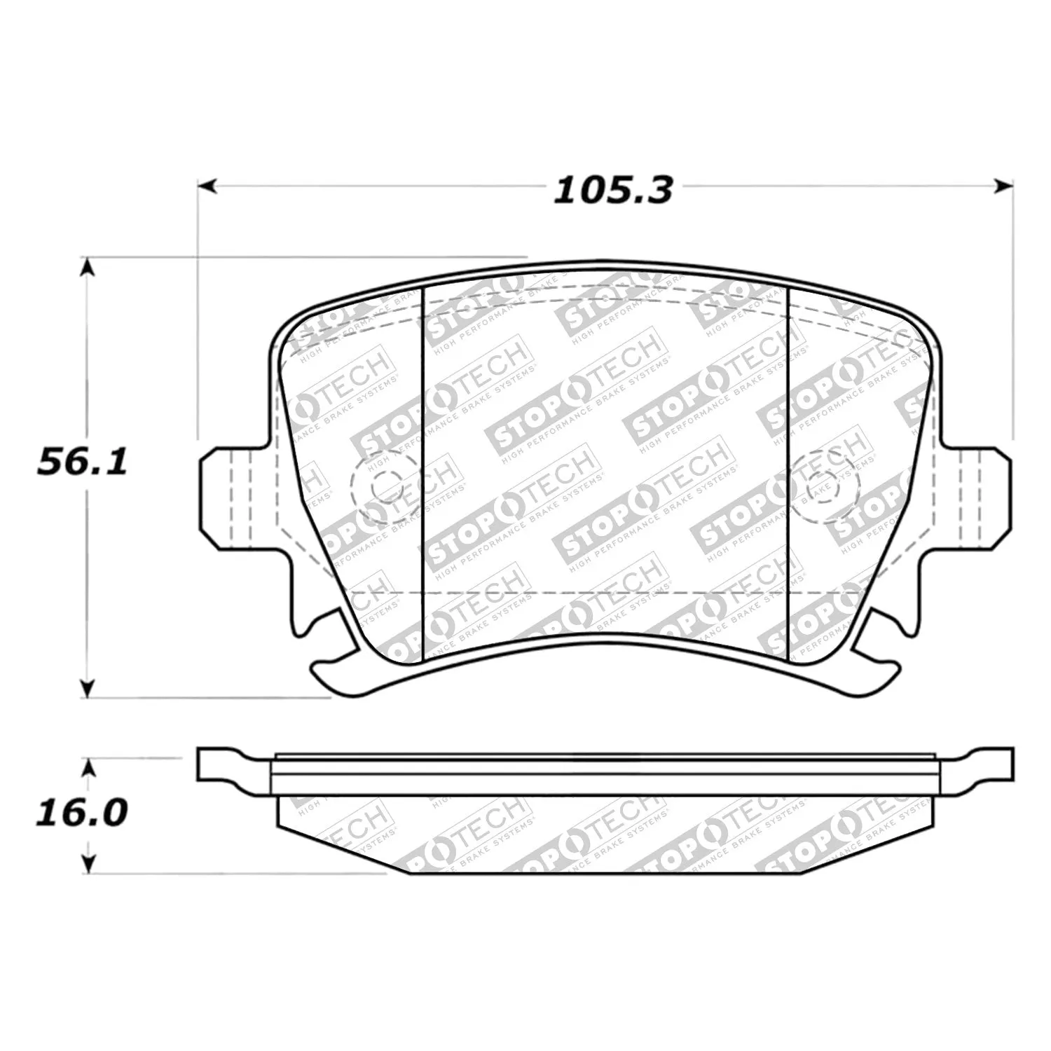 StopTech Street Select Brake Pads VW Passat (06-10) [Rear w/ Hardware] 305.11080