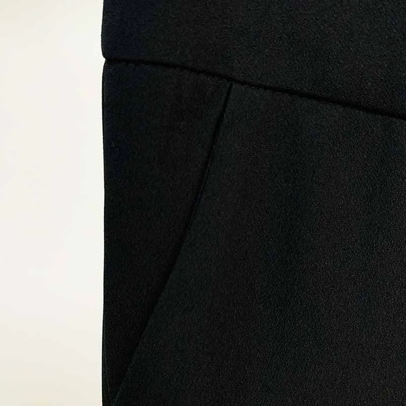Women Hight Waisted Formal Pants Gold-tone Buttons Flare Trousers