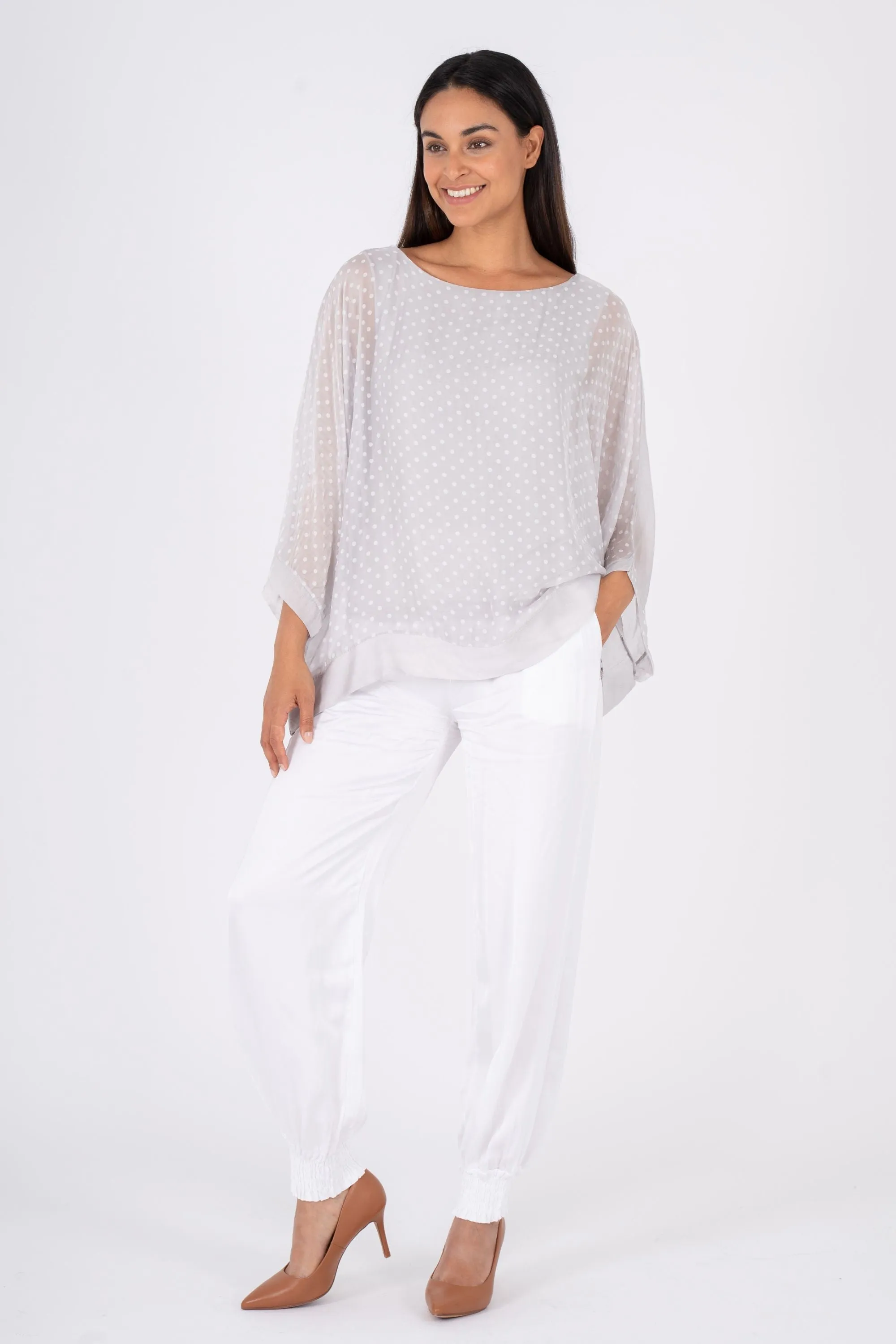 WOVEN 3/4 SLV TOP - 10/65126PU