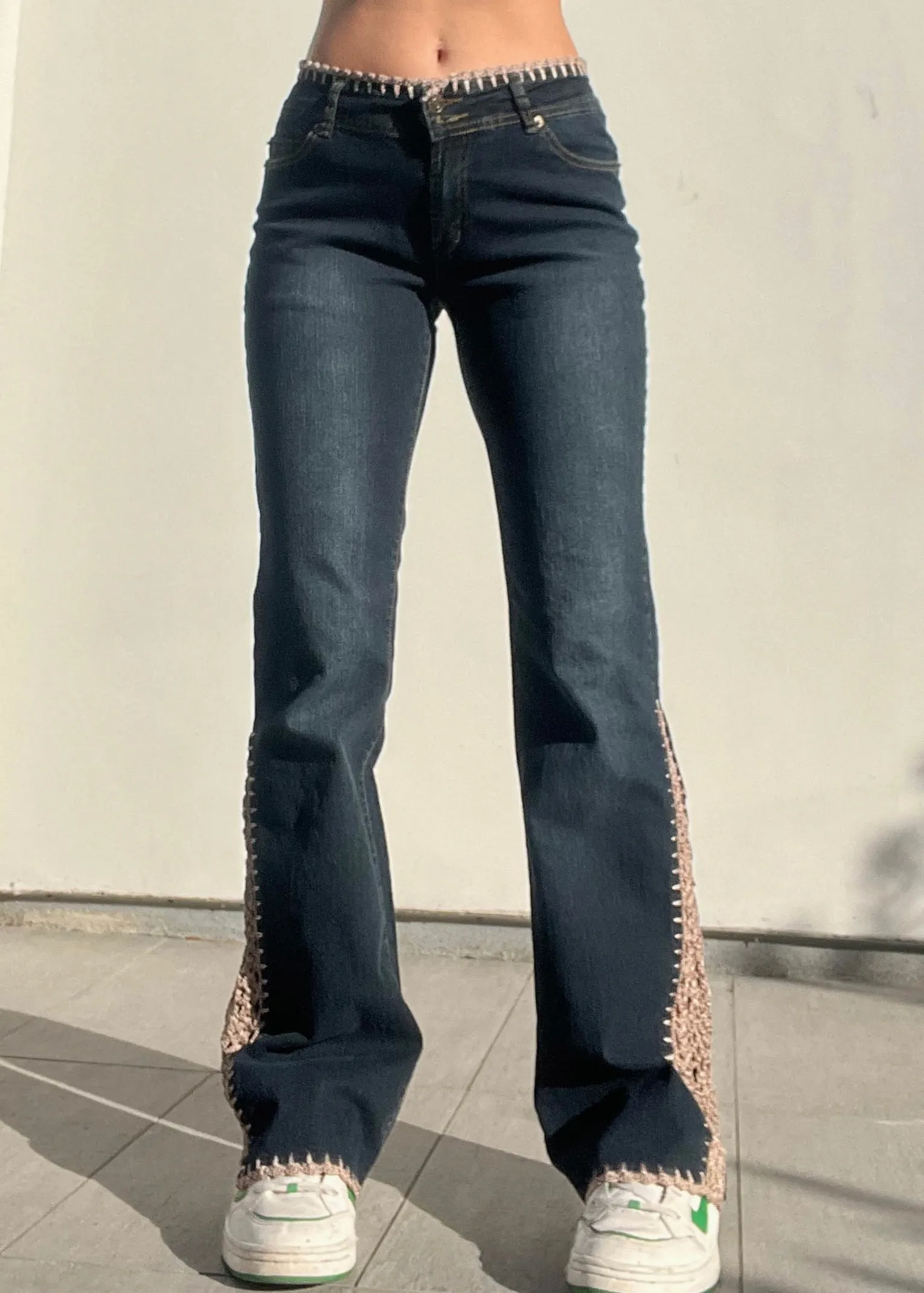 Y2k Crochet Trim Flares (S-M)